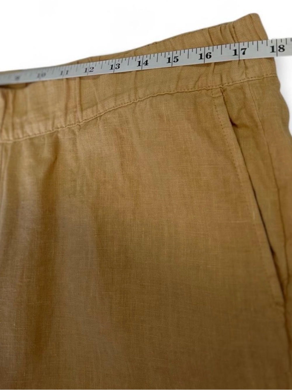 Pure Jill 100% Linen Lagenlook Cropped Pants Elastic Waist Woman M Light Orange - Picture 7 of 9